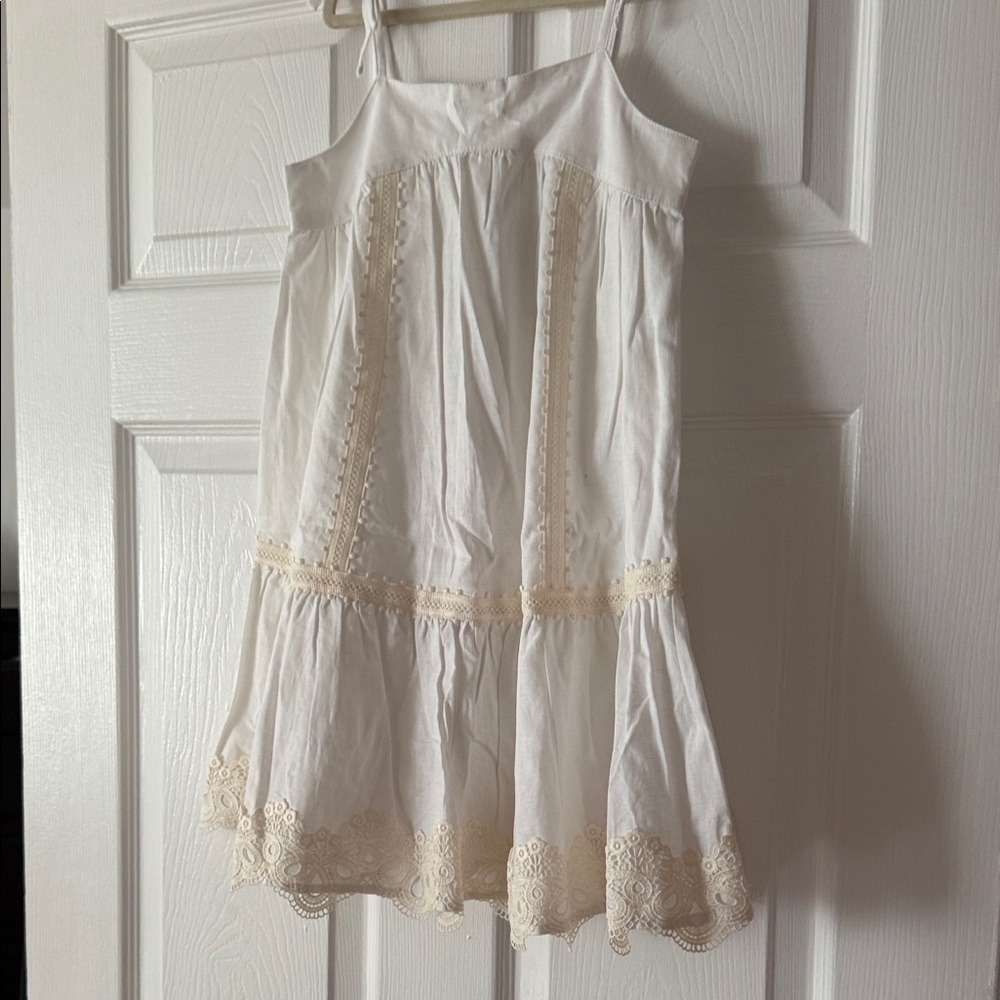 Janie and Jack White Dress with Cream Eyelet Trim